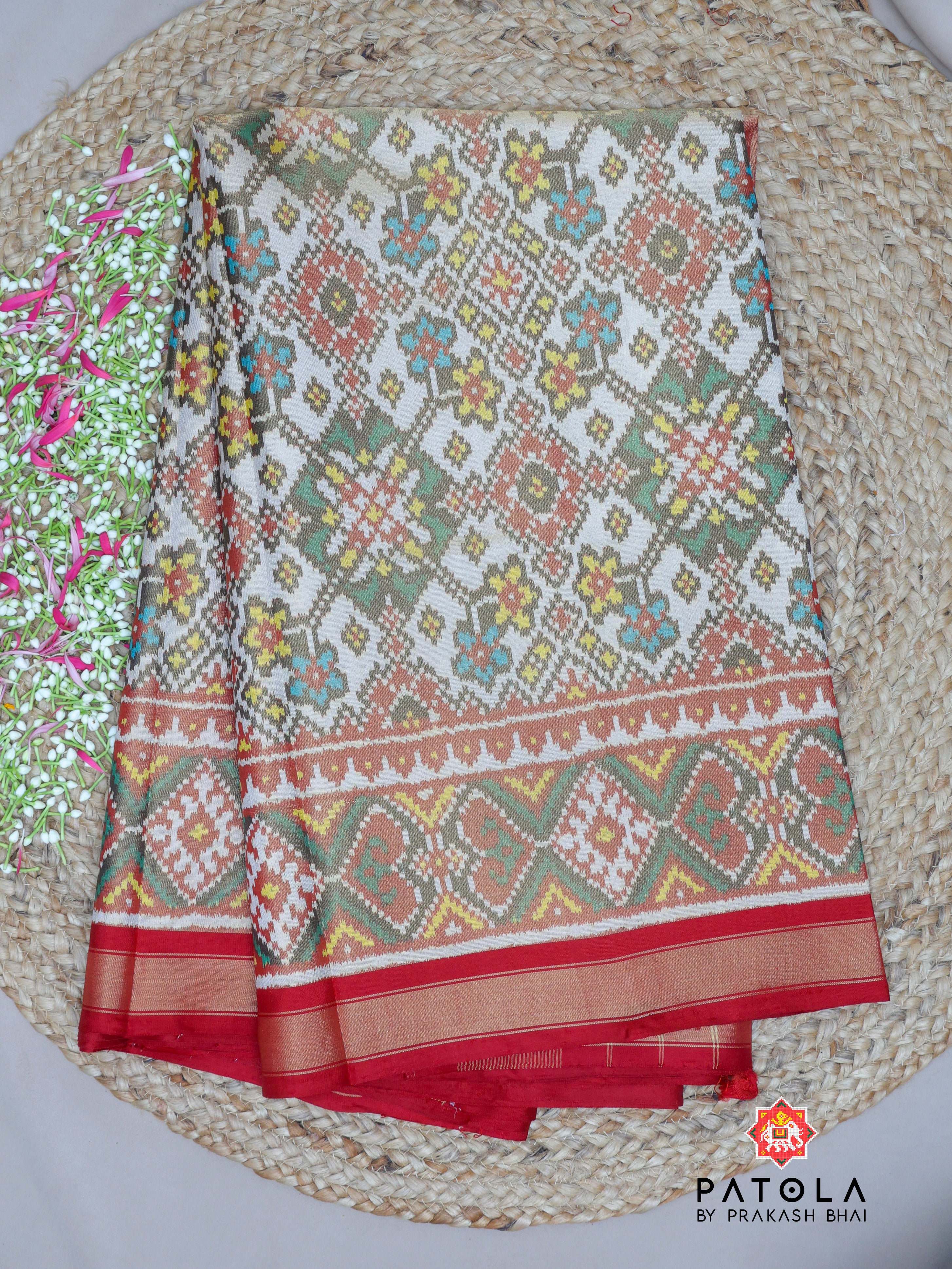Navratna Design With Selaari Border Tissue Patola Saree